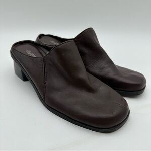 Madeline Stuart Fable Dark Brown Leather Square Toe Mules Y2k 90s